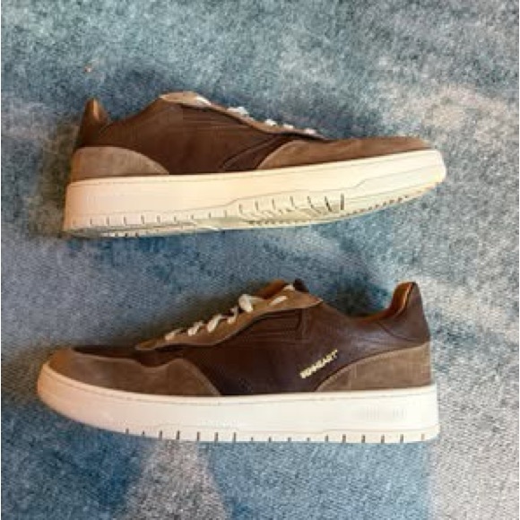 Men's Tan & Brown Leather Low-Top Premium Sneakers - Picture 2 of 6